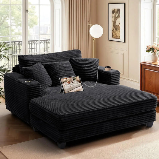 HUANZHUANG Chaise Lounge Chair Sofa Bed With USB Port