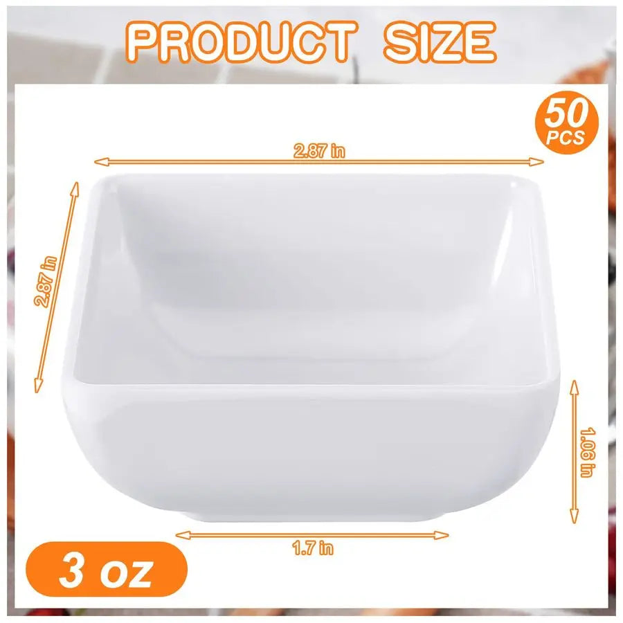 XMSJ Melamine Dipping Bowls 50 Pcs Condiment Ramekins Serving Dishes