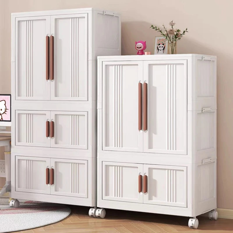 Foldable Storage Cabinet With Doors Wardrobe Multi Layer Organizer