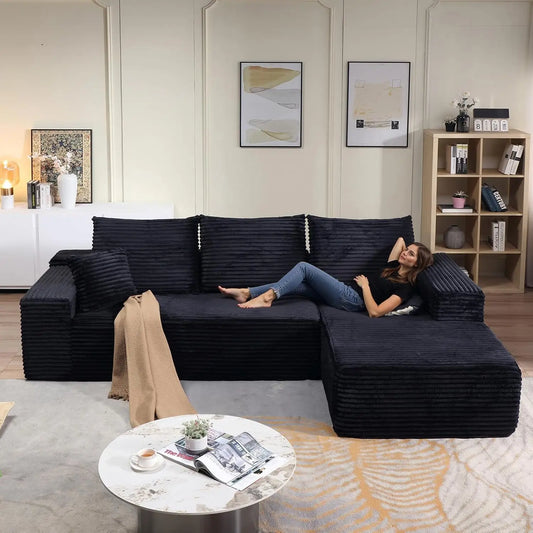 107'' Comfy Boneless L-Shaped Cloud Couch with Chaise Lounge Modern Cozy Customizable Modular Sectional  Customized