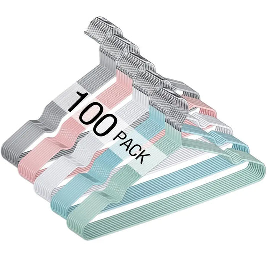 XMSJ 100-Pack Metal Non-Slip Hangers for Clothes Space-Saving