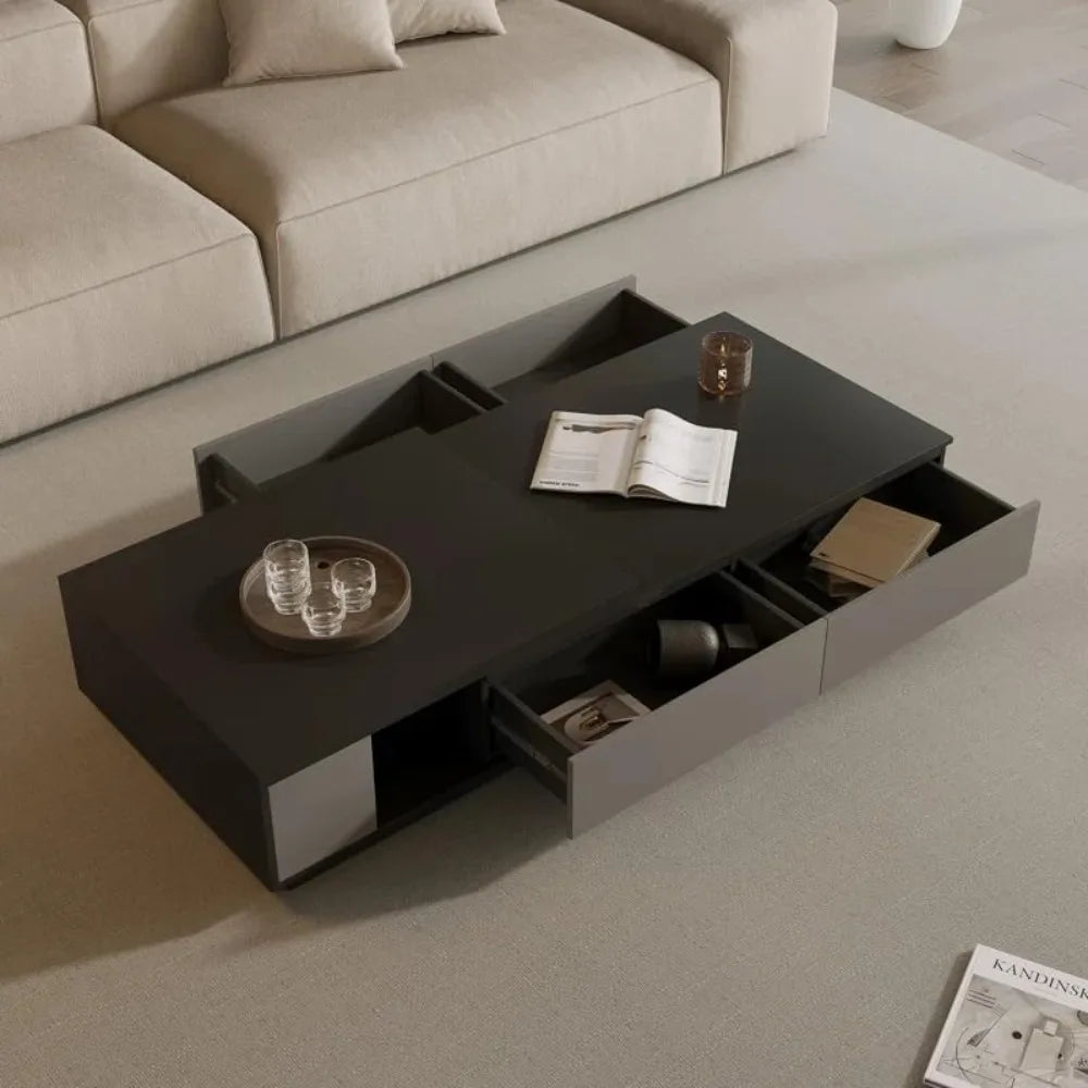 TROEC Extendable Modern Coffee Table With Storage Drawers