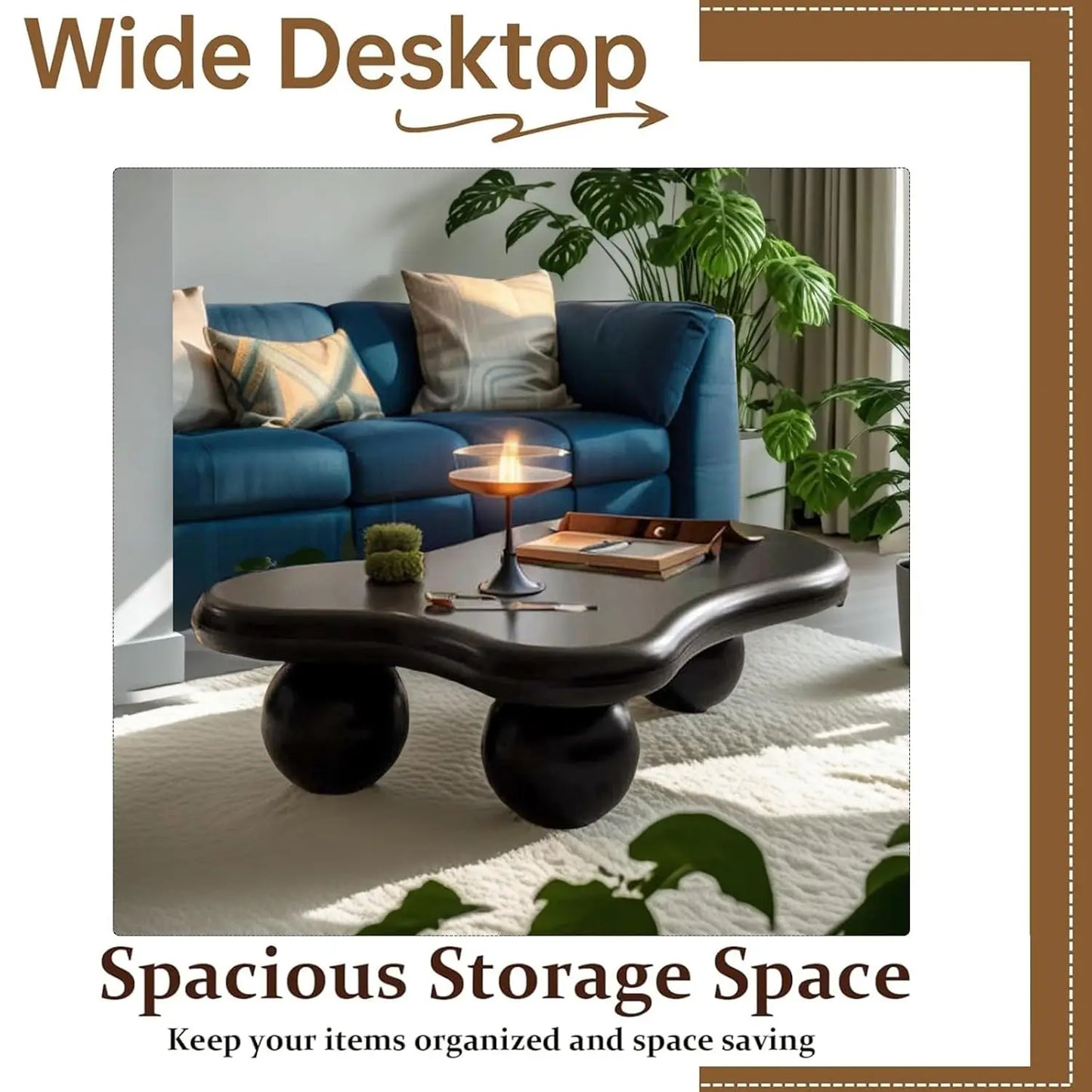 ZHUXIANG Cloud Oval Coffee Table Mid Century Modern Centerpiece