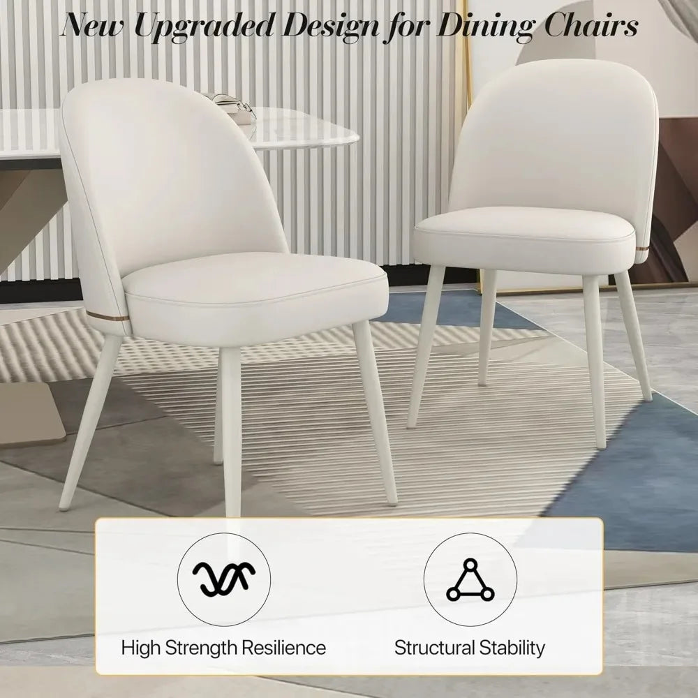 PU Leather Dining Chairs Set Of 2 Armless Curved Back
