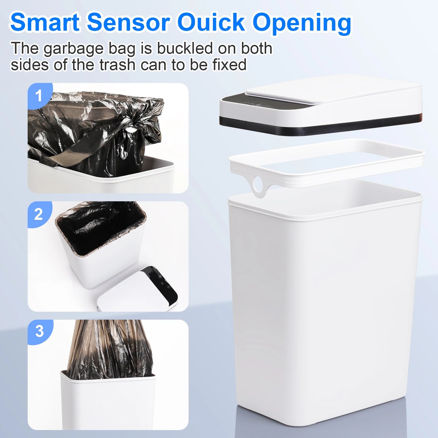 NONECN Touchless Trash Can With Motion Sensor Lid Compact