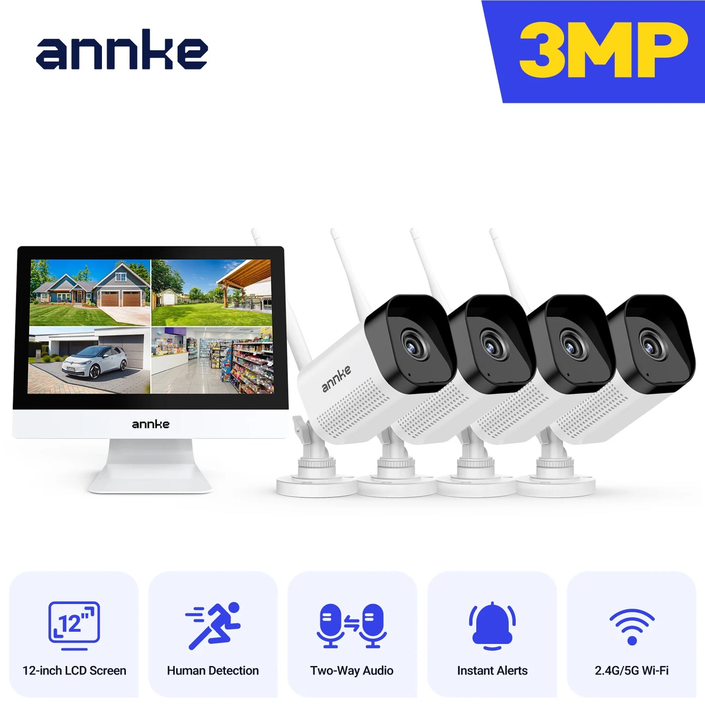 ANNKE 8MP WiFi Security Camera System With Two Way Audio