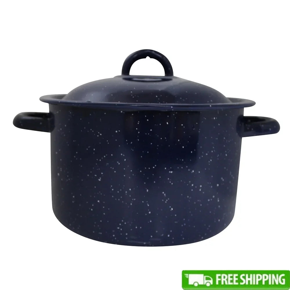 Enamel Stock Pot with Double Handles Oven Safe Durable Steel Soup Stews Cooking Pot Efficient Heat Distribution