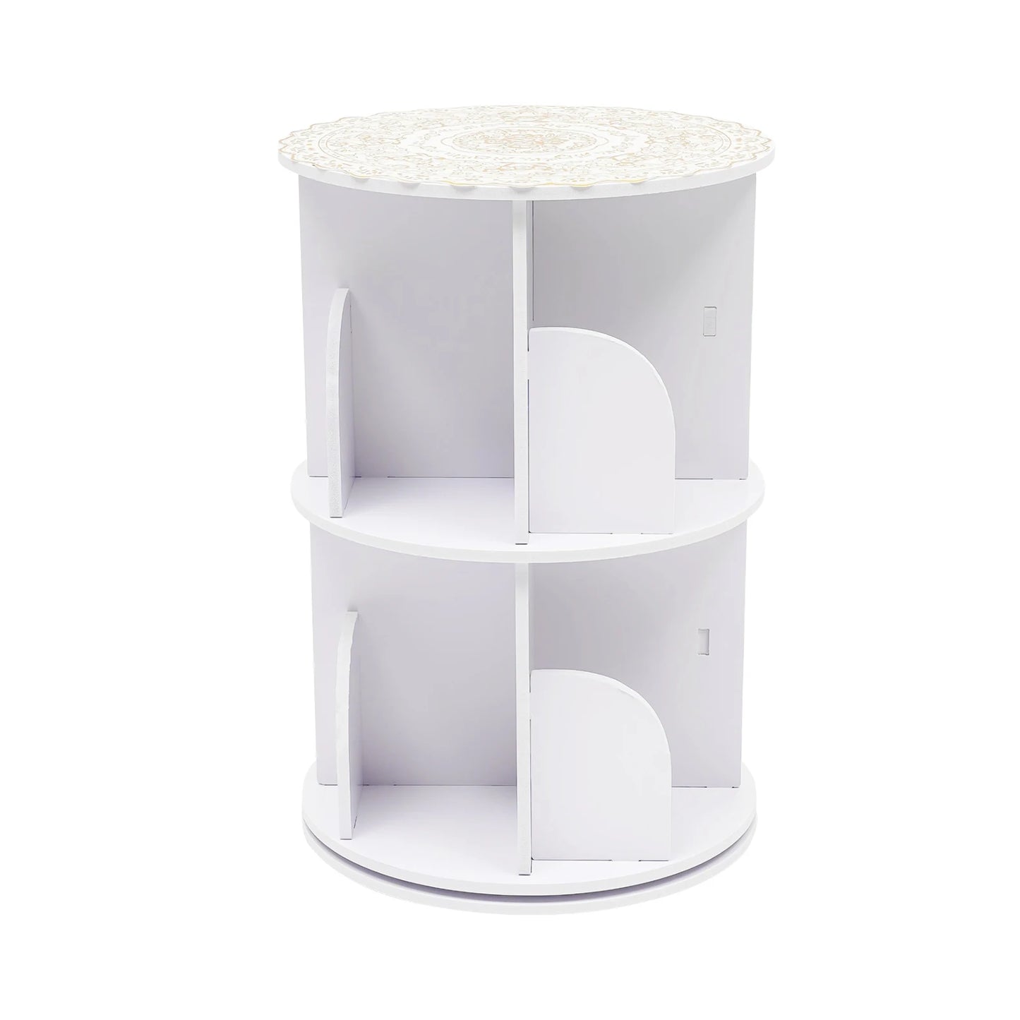 2-Tier Rotatable Bookshelf Freestanding Storage Display For Living Room