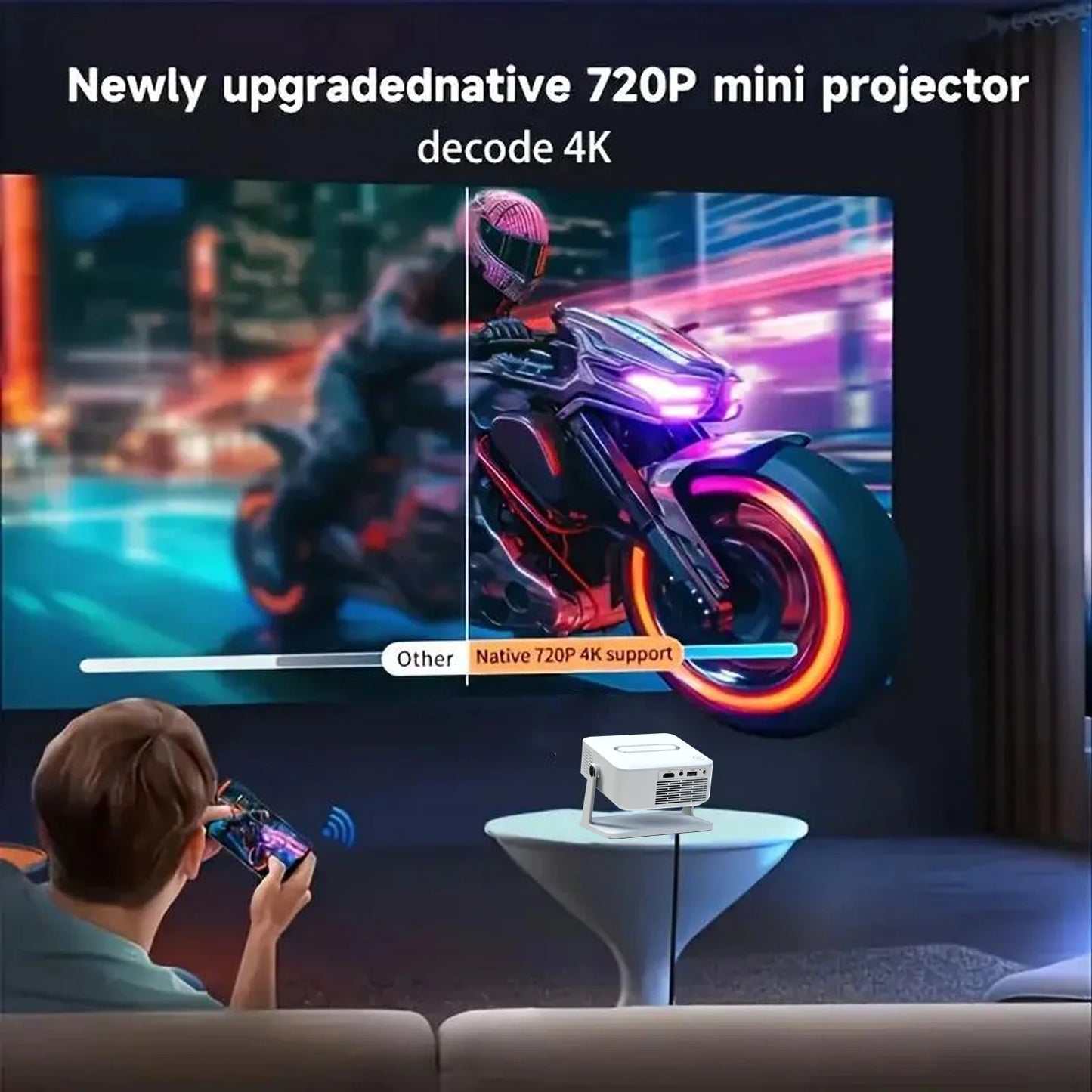 Xnano Digital Android Projector With Holder HDMI For Home Cinema