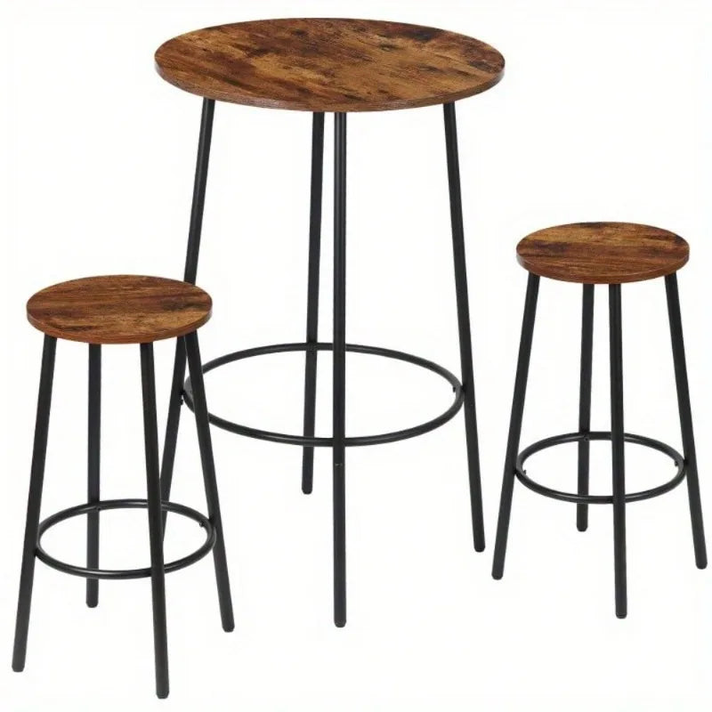 Round Bistro Counter Height Dining Table Set With Stools
