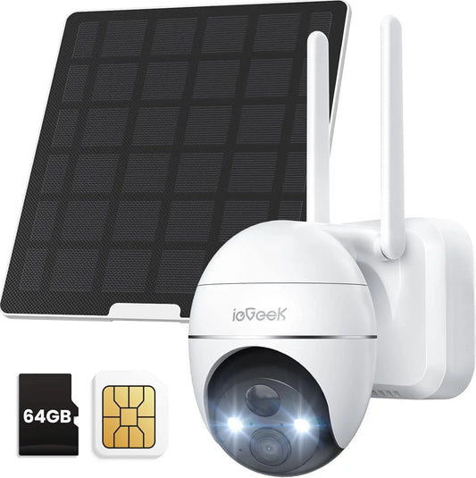 IEGEEK 4G LTE Outdoor Solar Wireless Surveillance Camera 2K IP
