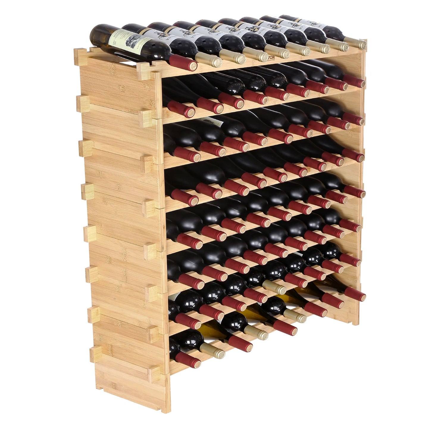 SucceBuy 8 Tier Stackable Bamboo Wine Rack Free Standing Organizer