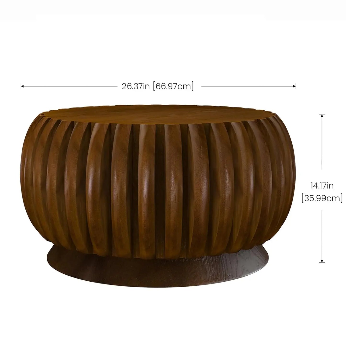 ZHUXIANG Modern Minimalist Fluted Drum Coffee Table Living Room
