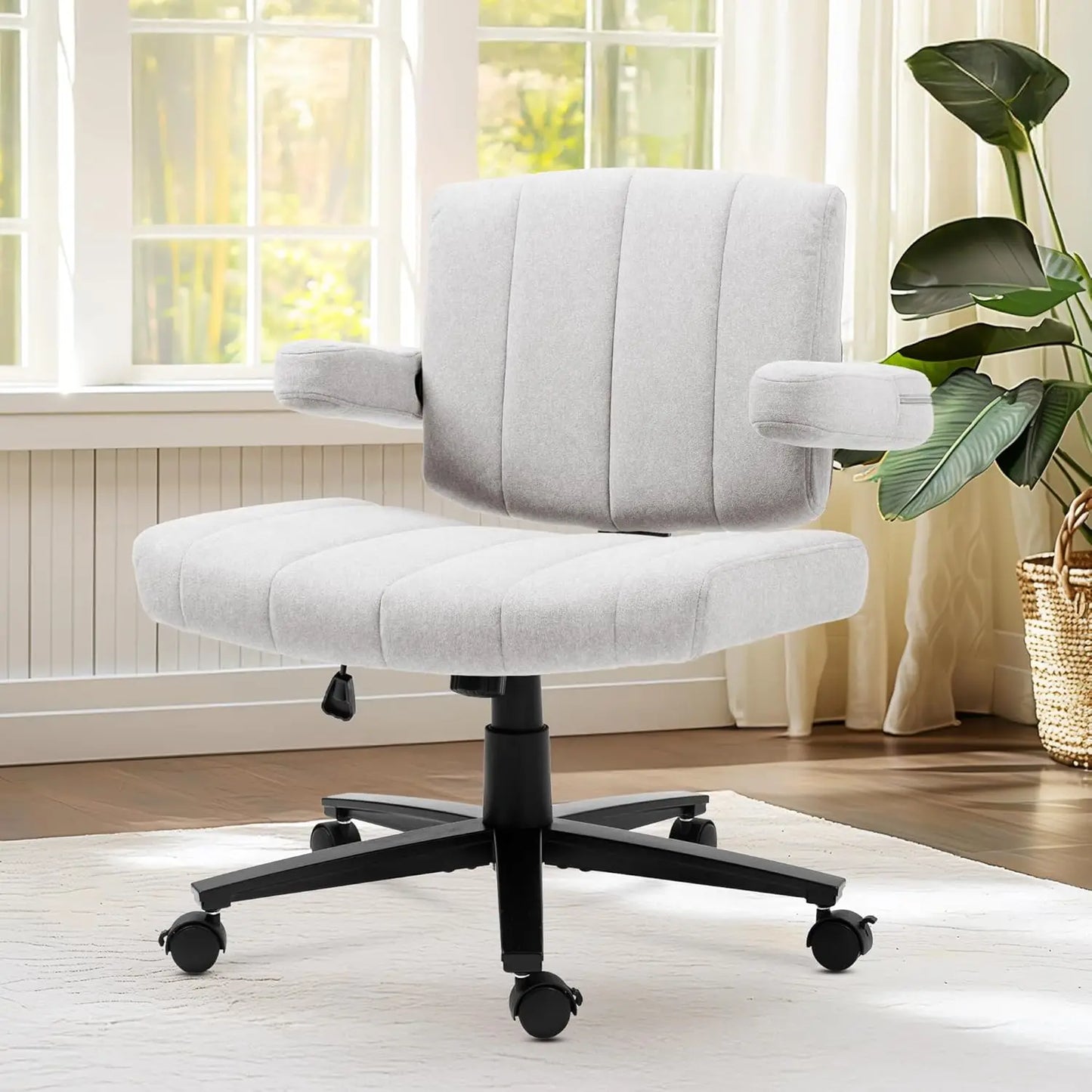 Ergonomic Home Office Chair, Fabric Criss-Cross Swivel Desk Chair with Wheels, Adjustable Height Computer Task, Customized