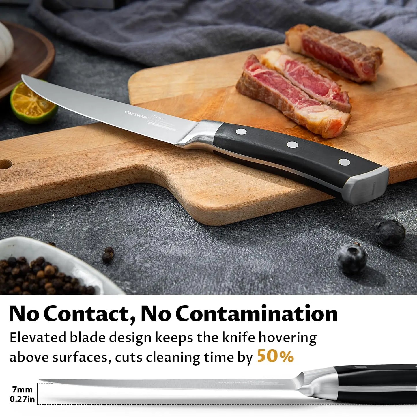Steak Knives Set Of 8 Non Serrated German Stainless Steel