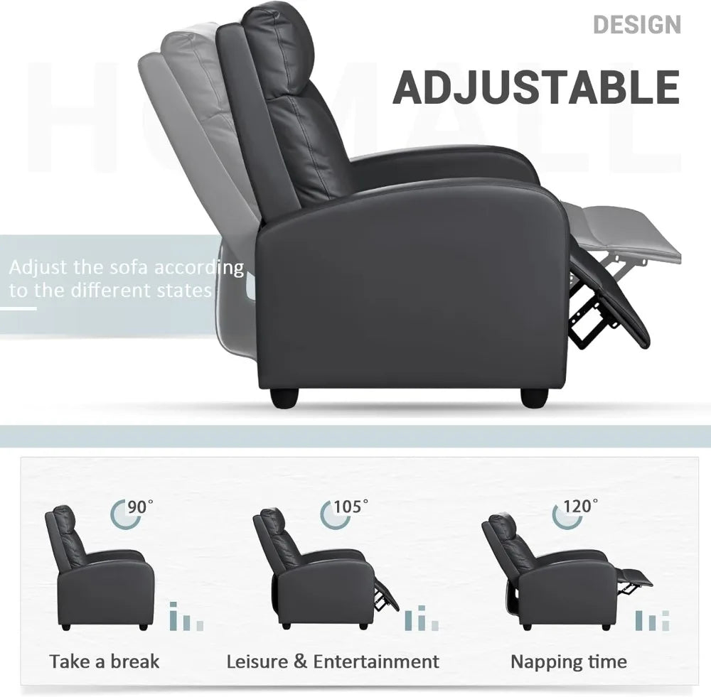 Modern Recliner Chair Padded Seat Pu Leather for Living Room Single Sofa Recliner Seat Club Chair Home Theater Seating