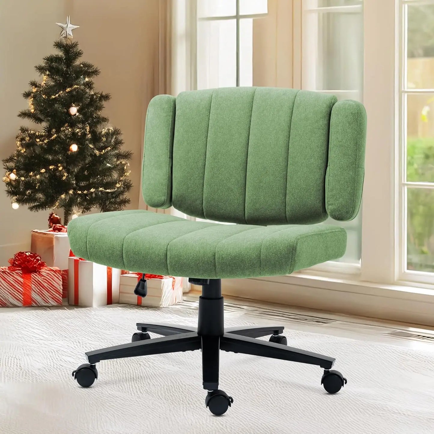 Ergonomic Home Office Chair, Fabric Criss-Cross Swivel Desk Chair with Wheels, Adjustable Height Computer Task, Customized
