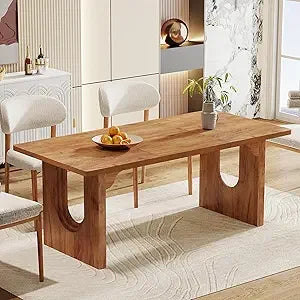 RBXC Modern Dining Table With Wood Pedestal Base For Kitchen