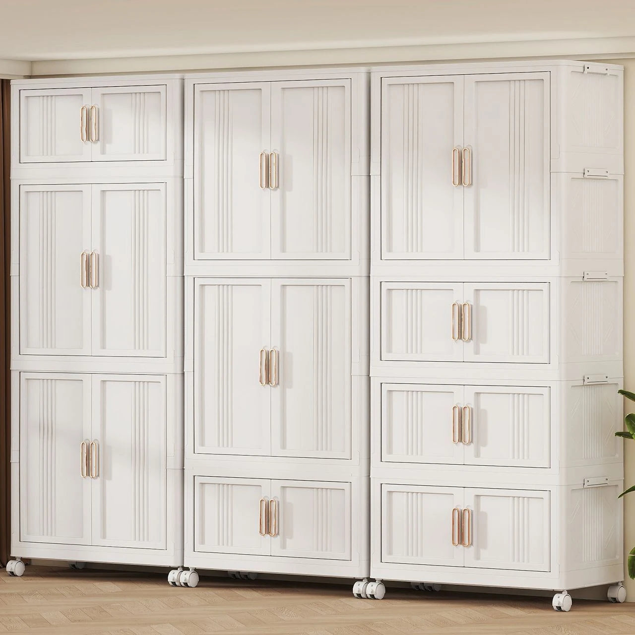 Foldable Storage Cabinet With Doors Wardrobe Multi Layer Organizer