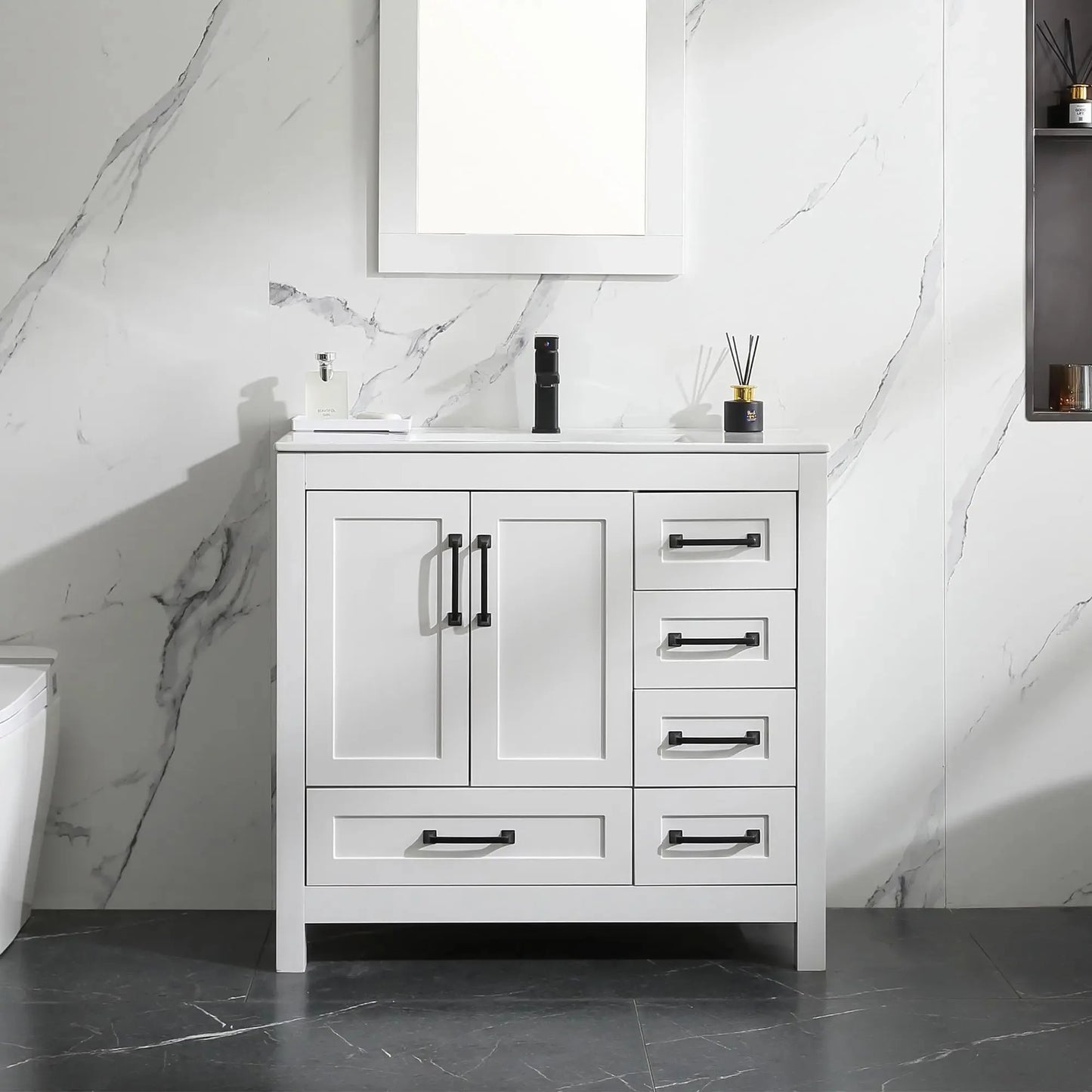 Free Shipping 18" Modern Bathroom Furniture MDF Waterproof Floor Mounted Classics Shaker Wash Vanity Storage Cabinet