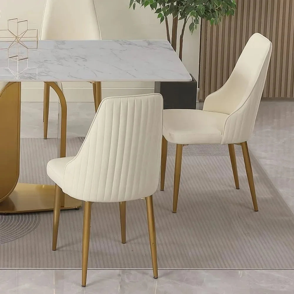 Chengwei Modern PU Leather Dining Chairs Set Metal Legs