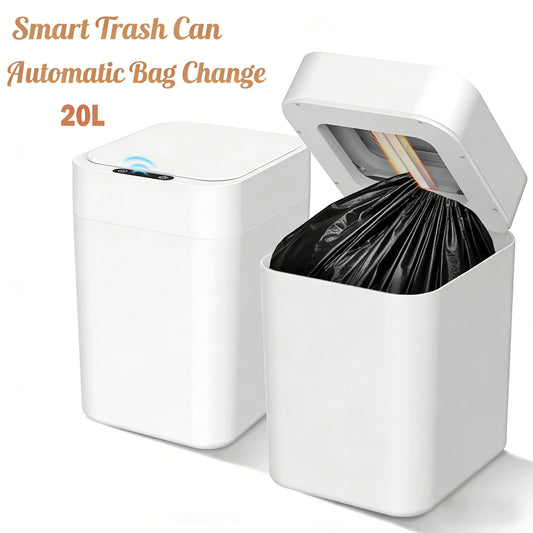 20L Automatic Self Changing Trash Can Self Sealing Self Bagging Motion Sensor Touchless Garbage Can for Kitchen Bathroom Office