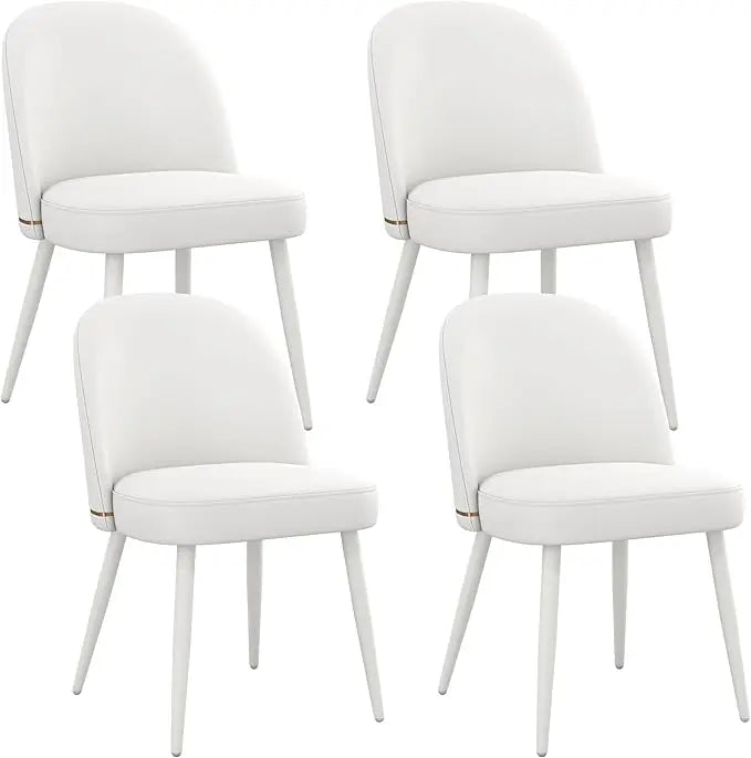 PU Leather Dining Chairs Set Of 2 Armless Curved Back