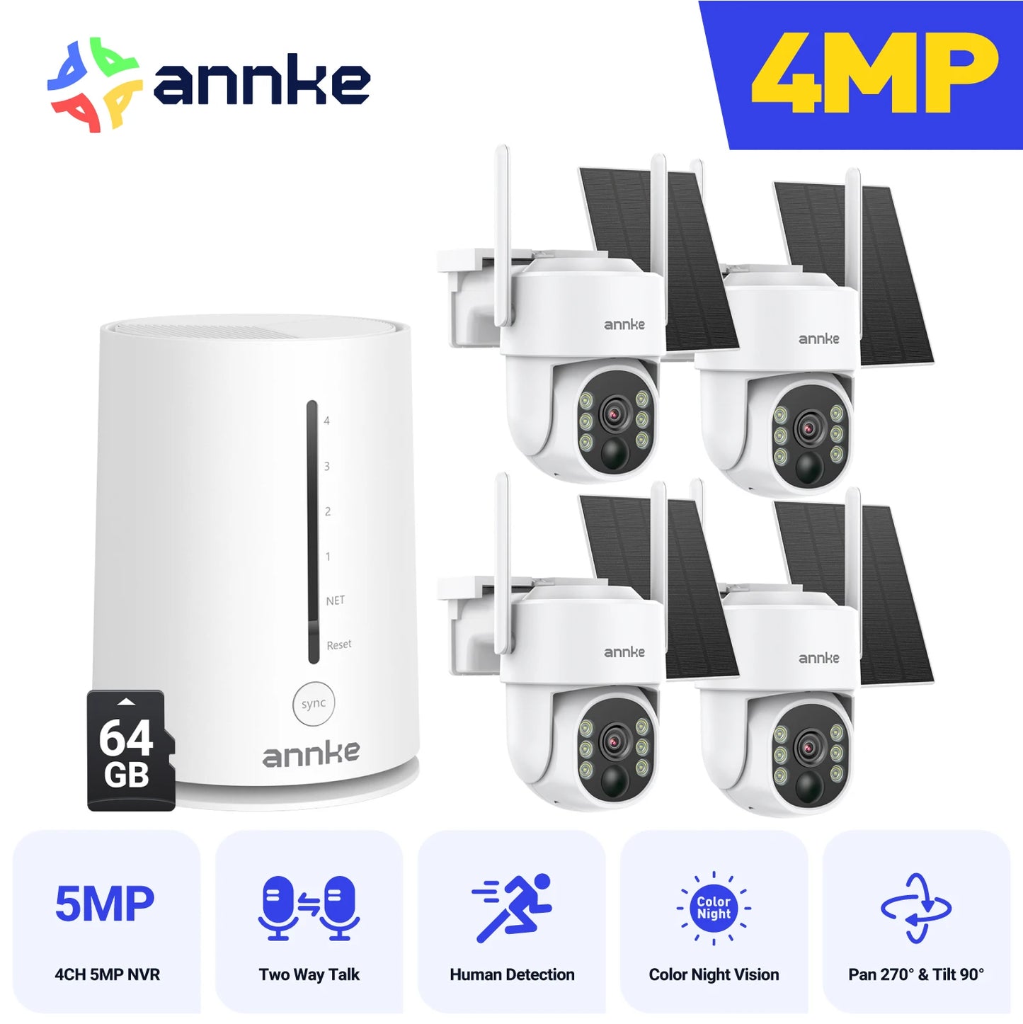 ANNKE 4MP Wireless Security Camera System 4CH NVR IP65