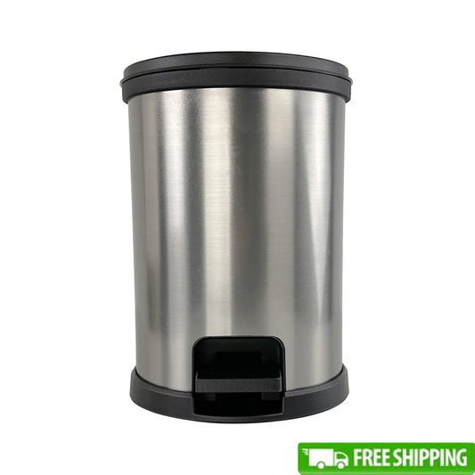Round 1.5 Gallon Plastic Step Trash Can Touchless Wastebasket Bathroom Office Indoor Use