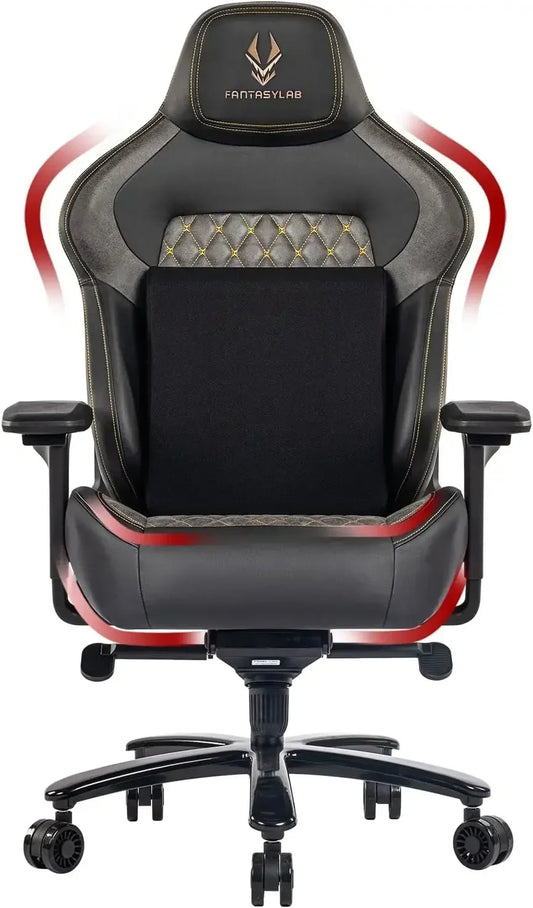 450lbswith6D Flip-upArmrestsMassageWaistPillow, HeadrestGamingChairforHeavyPeople withMetalBaseAdjustableComputerChair