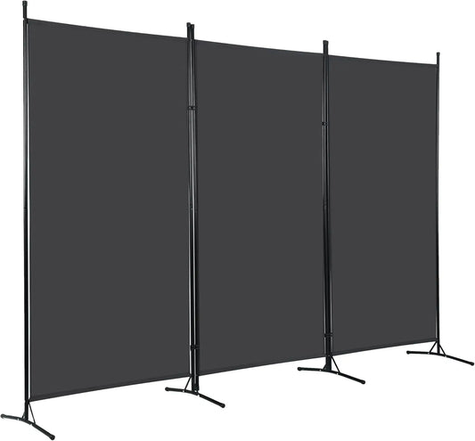 6FT Portable Folding Room Divider Privacy Screen with Metal Frame for Office/Home Use, Grey