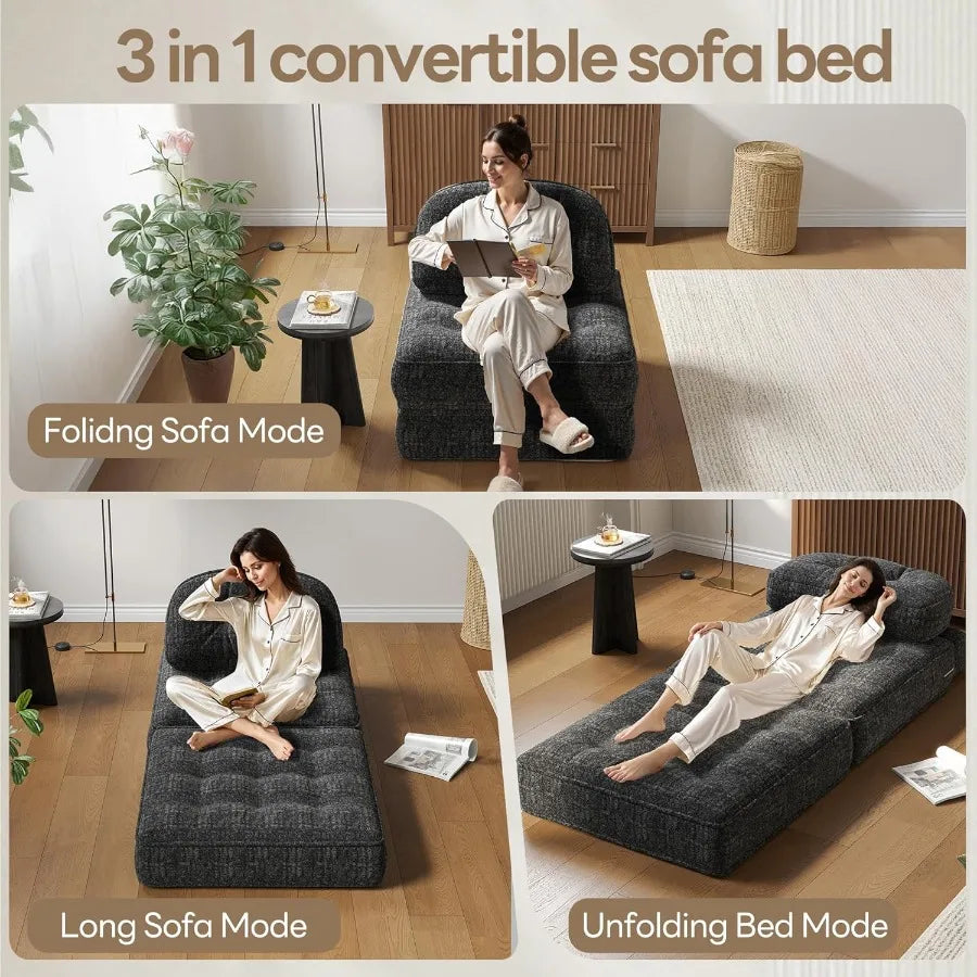 Dowinx Folding Sofa Bed With Pillow, Small Convertible Comfy Couch Bed For Adults Home Lounge And Gaming, Modern Comfortable Des