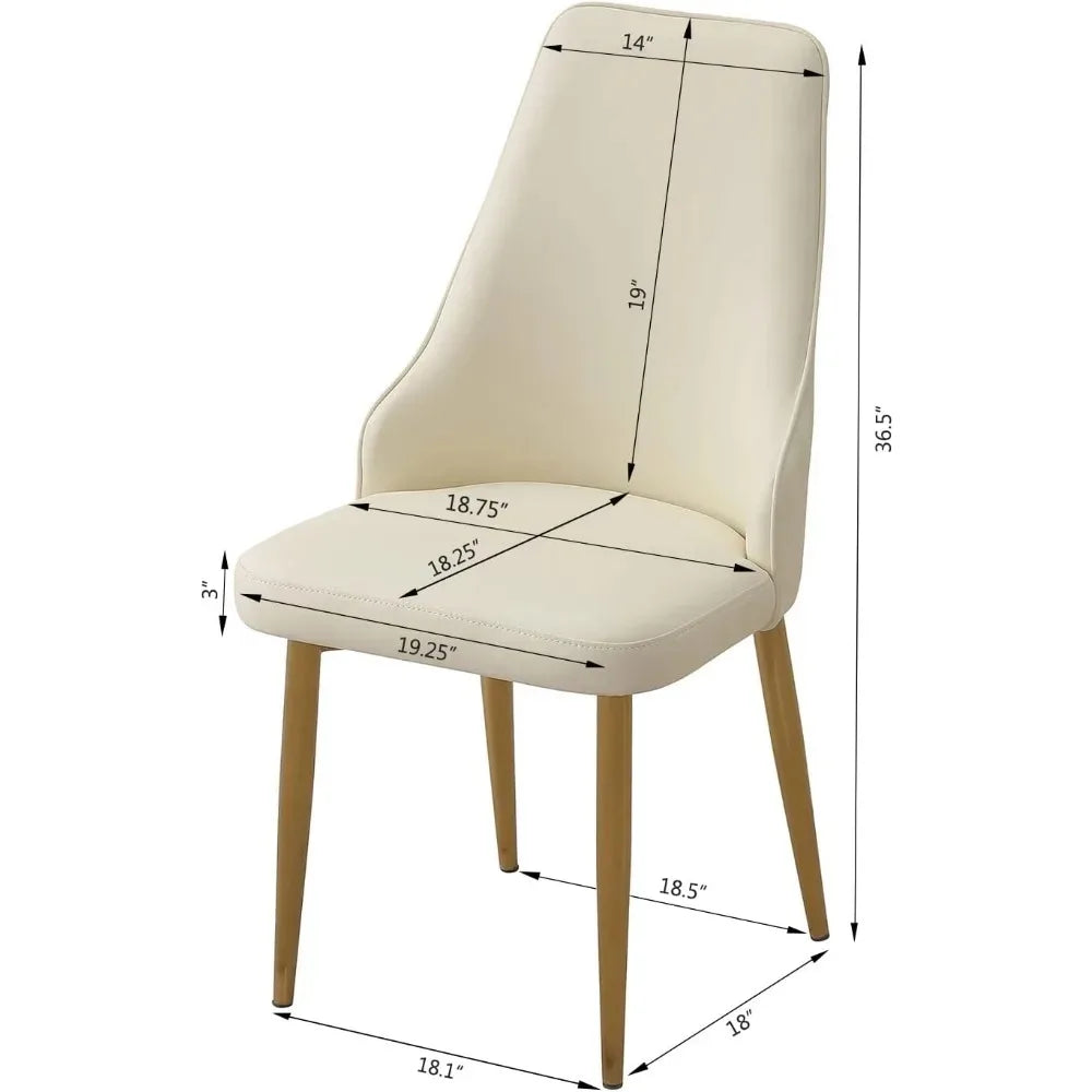 Chengwei Modern PU Leather Dining Chairs Set Metal Legs