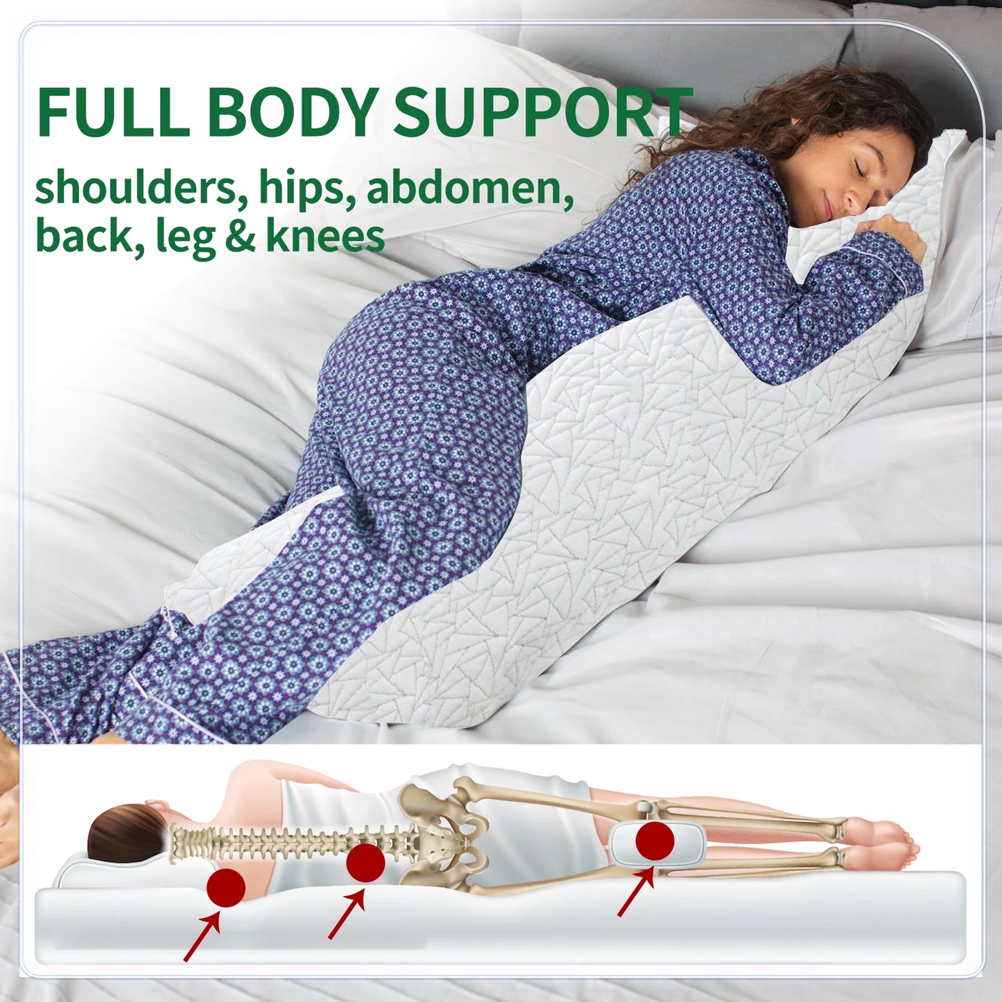 Memory Foam Body Pillow For Adults Long Bed Pillow