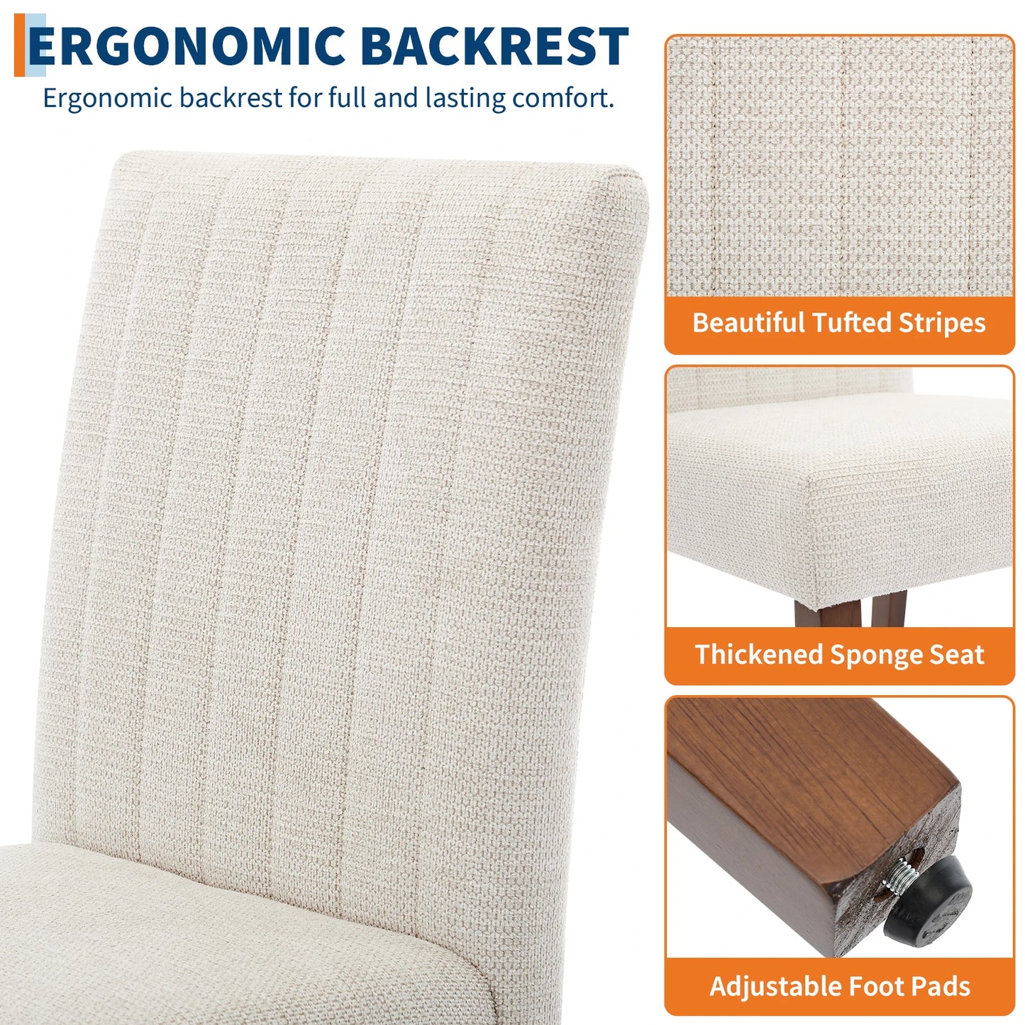HiMISS Upholstered Dining Chairs Set of 2 Modern Parsons Design