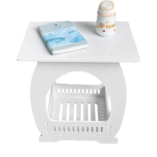 End Table White Nightstand Coffee End Table with Open Storage Elegant Bedside Table for Living Room Bedroom Office Decoration