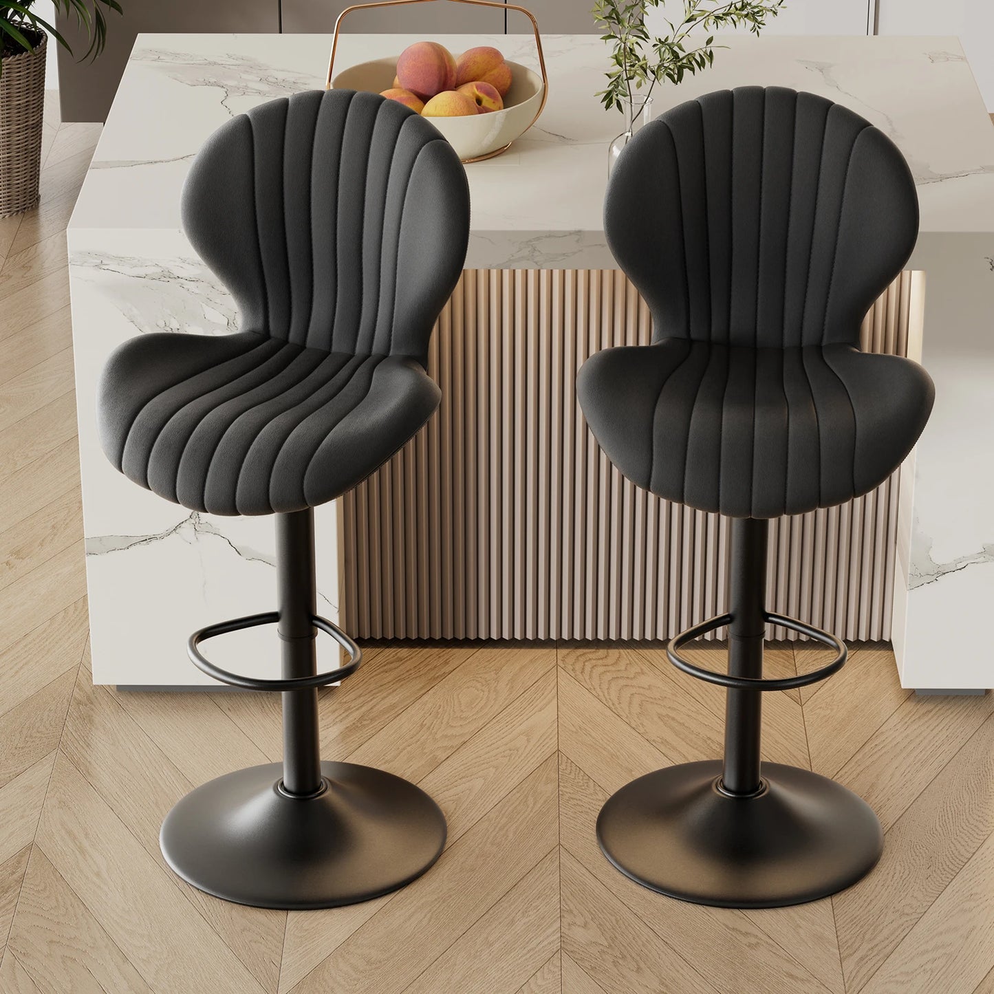 Modern Adjustable Height Rotating Backrest Dining Chairs Set Of 2