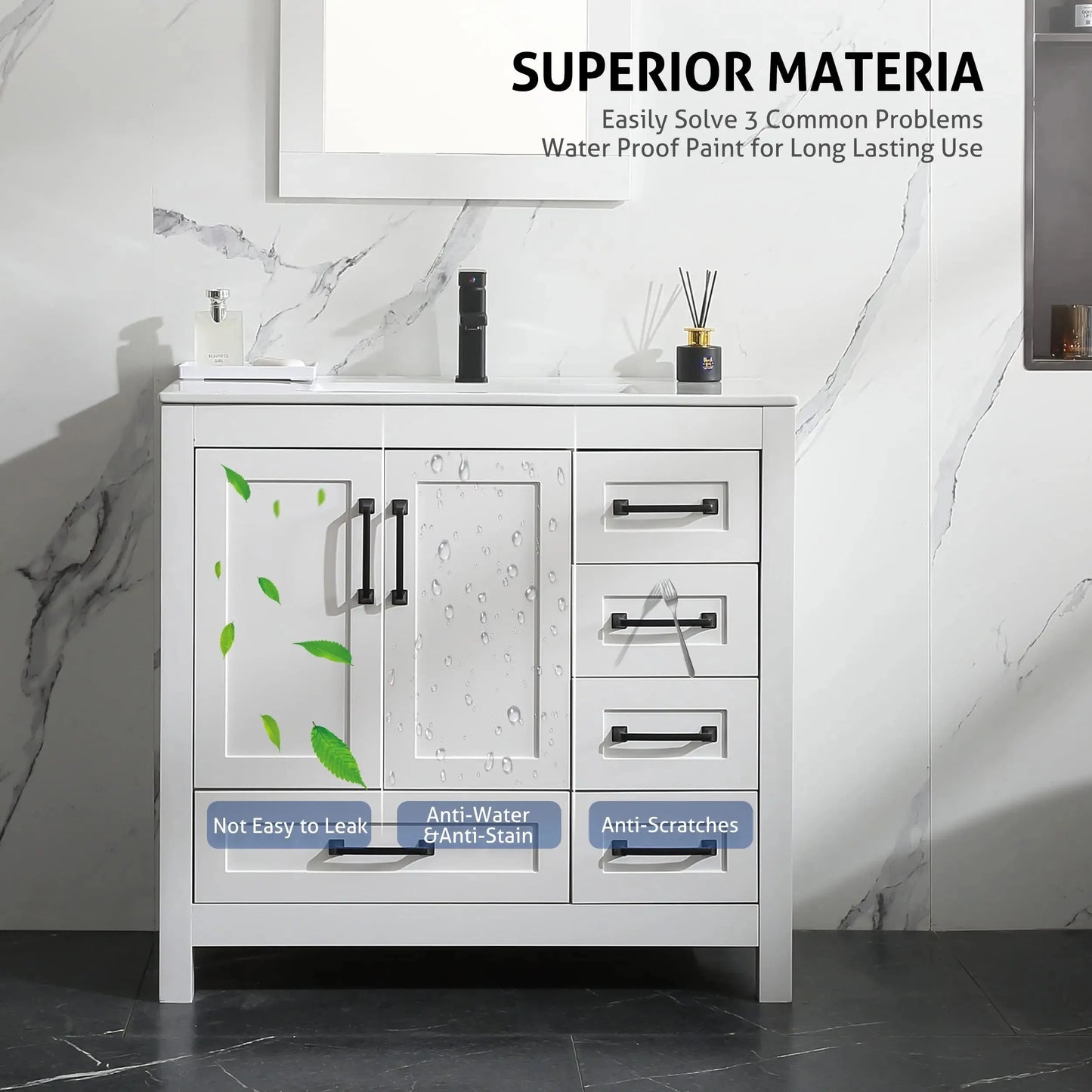 Free Shipping 18" Modern Bathroom Furniture MDF Waterproof Floor Mounted Classics Shaker Wash Vanity Storage Cabinet