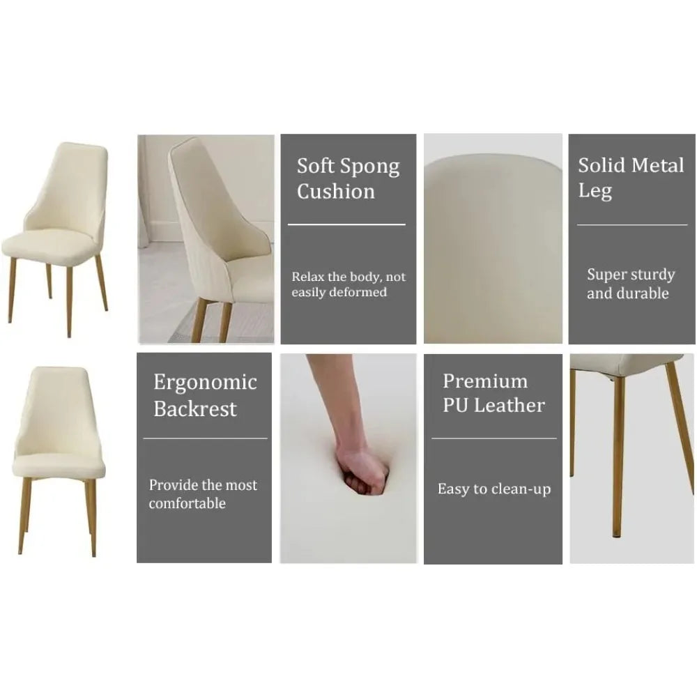 Chengwei Modern PU Leather Dining Chairs Set Metal Legs