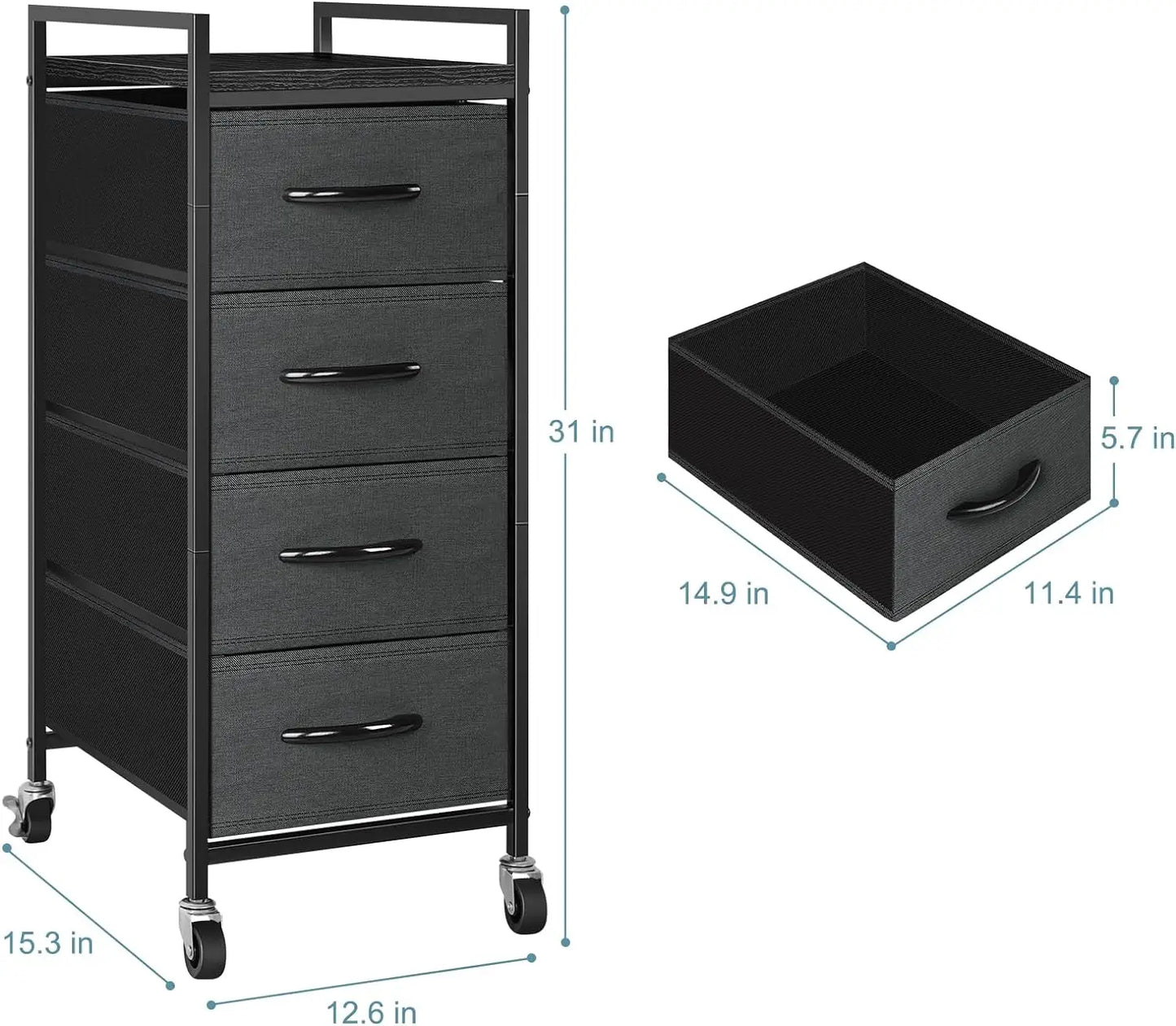 NONECN Vertical Fabric Storage Dresser With 4 Drawers for Bedroom