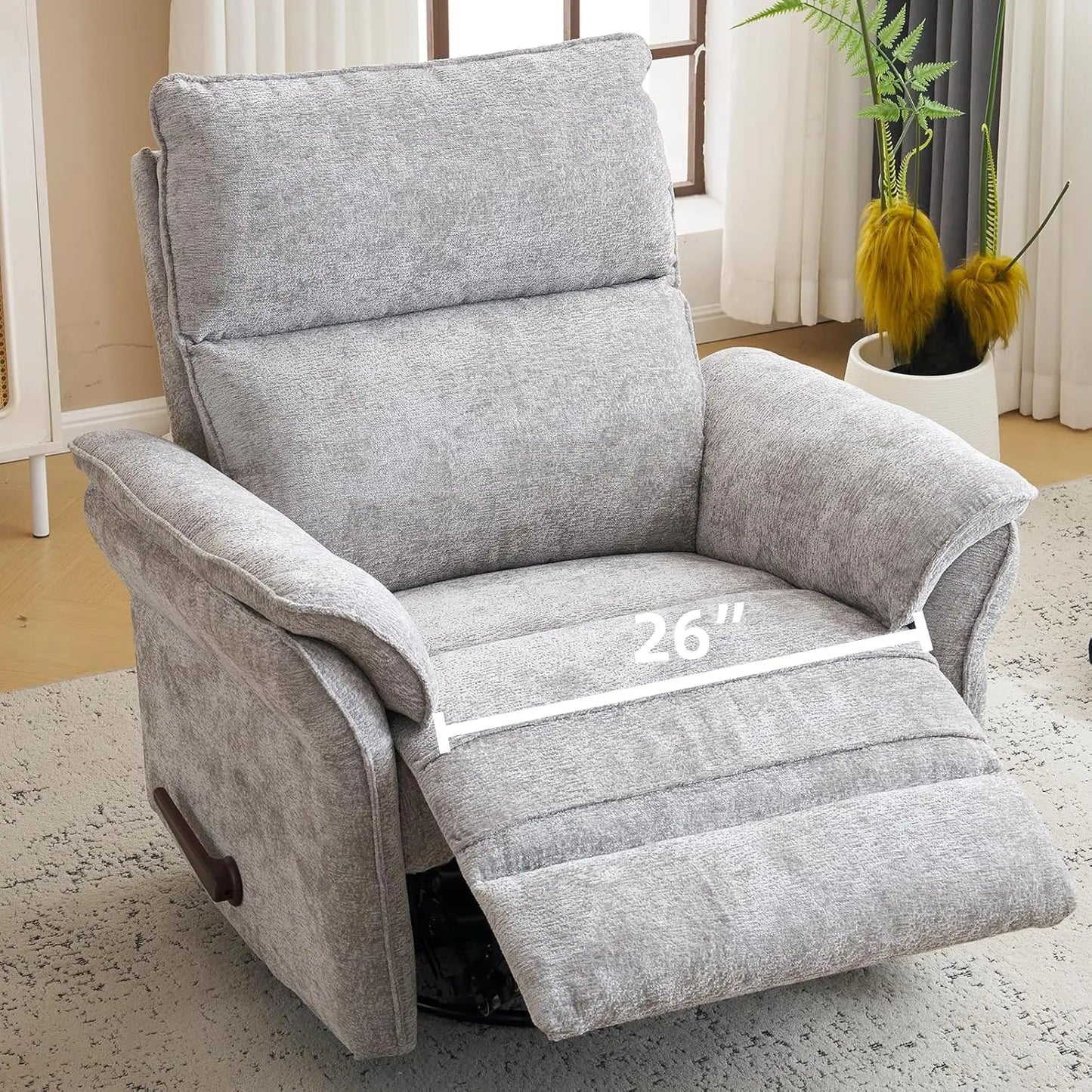 Recliner Chair 360 Degree Swivel Rocker With Adjustable Headrest Chenille