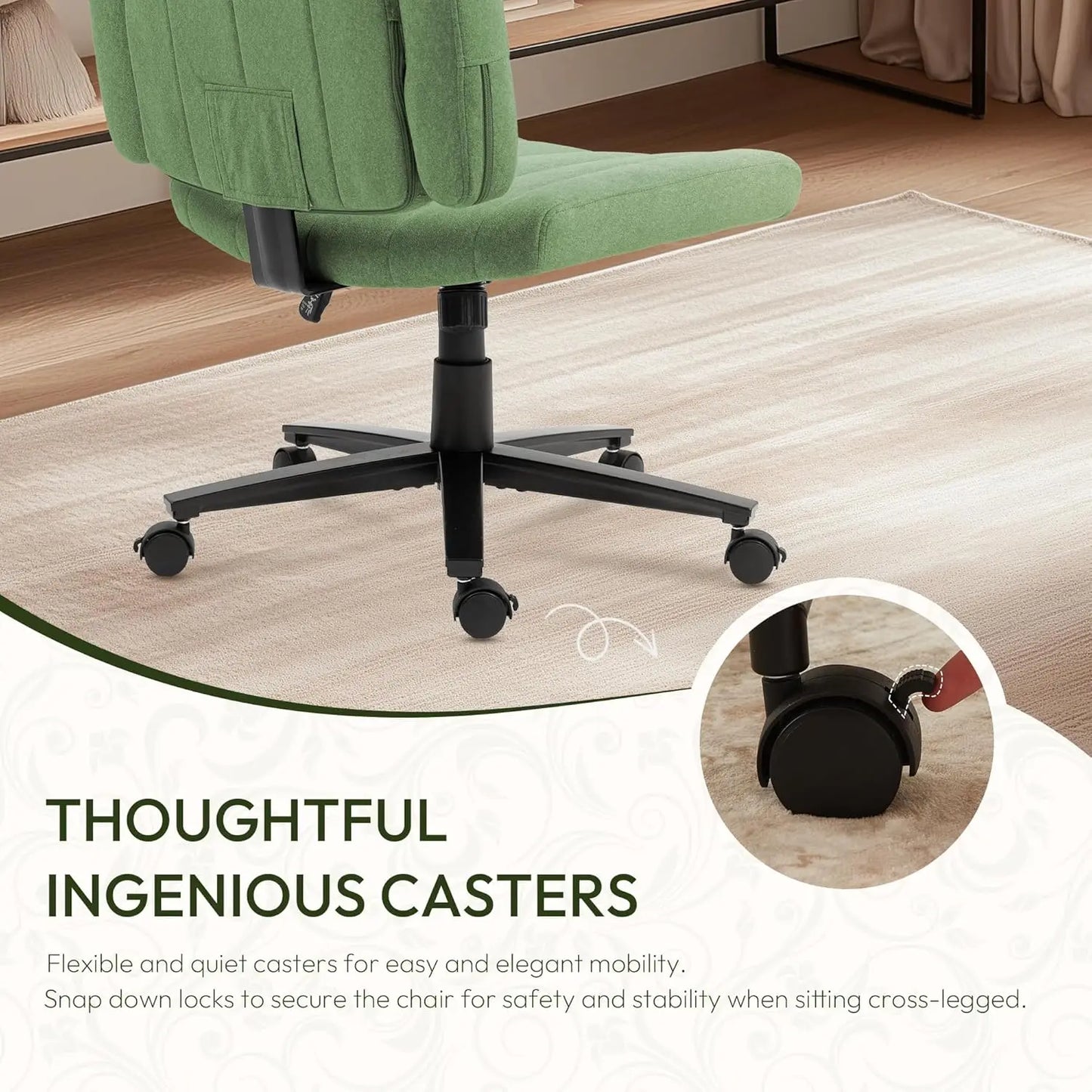 Ergonomic Home Office Chair, Fabric Criss-Cross Swivel Desk Chair with Wheels, Adjustable Height Computer Task, Customized