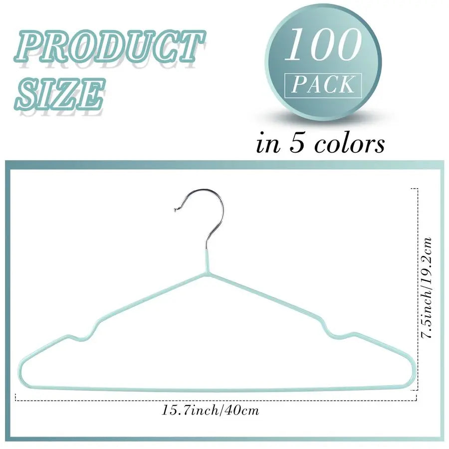 XMSJ 100-Pack Metal Non-Slip Hangers for Clothes Space-Saving