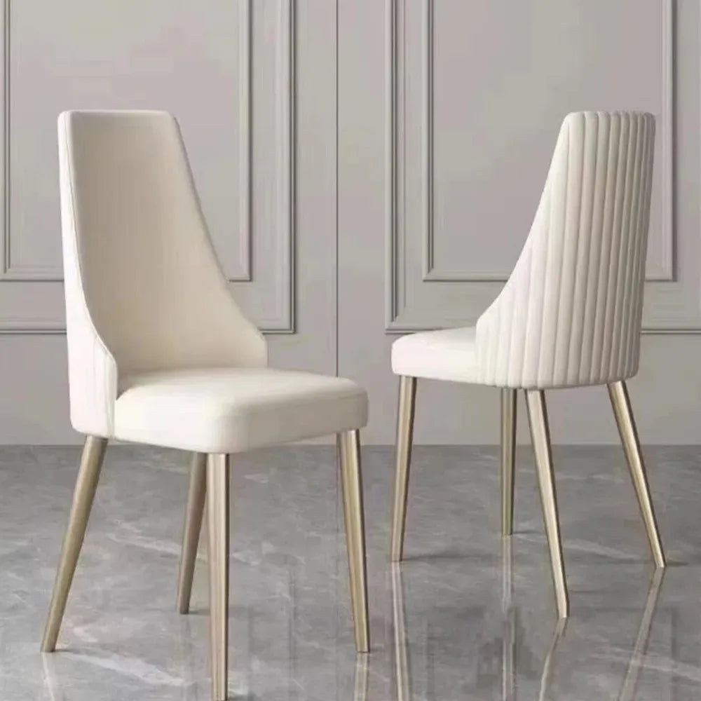 Chengwei Modern PU Leather Dining Chairs Set Metal Legs