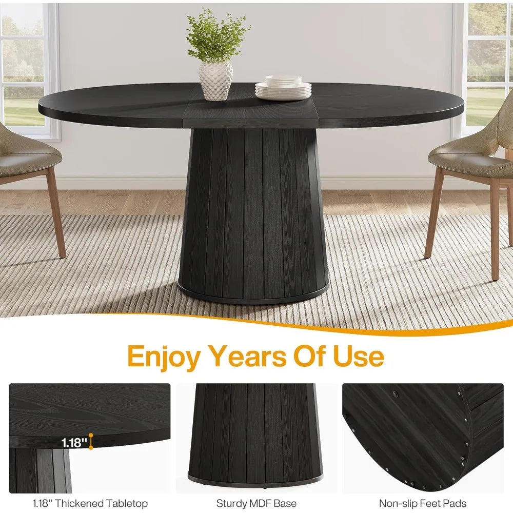Oval Dining Table For Six With Cylindrical Pedestal