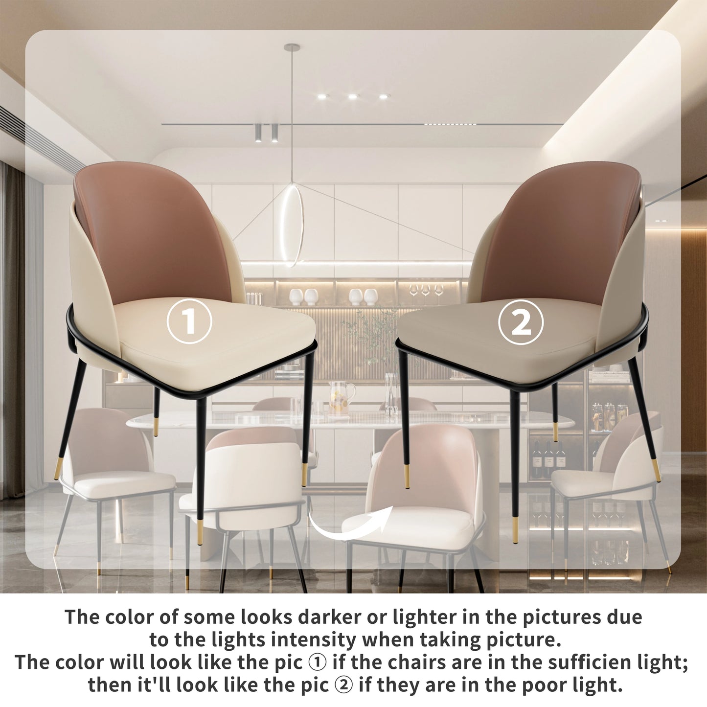 Wisfor Faux Leather Dining Chairs Set Of 2 Upholstered Modern