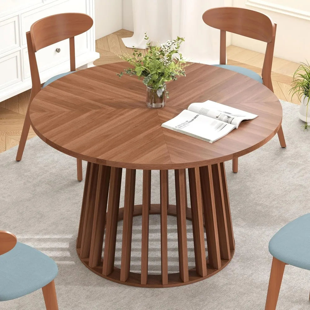 TIFICY Round Dining Table Farmhouse Rustic Wood Base