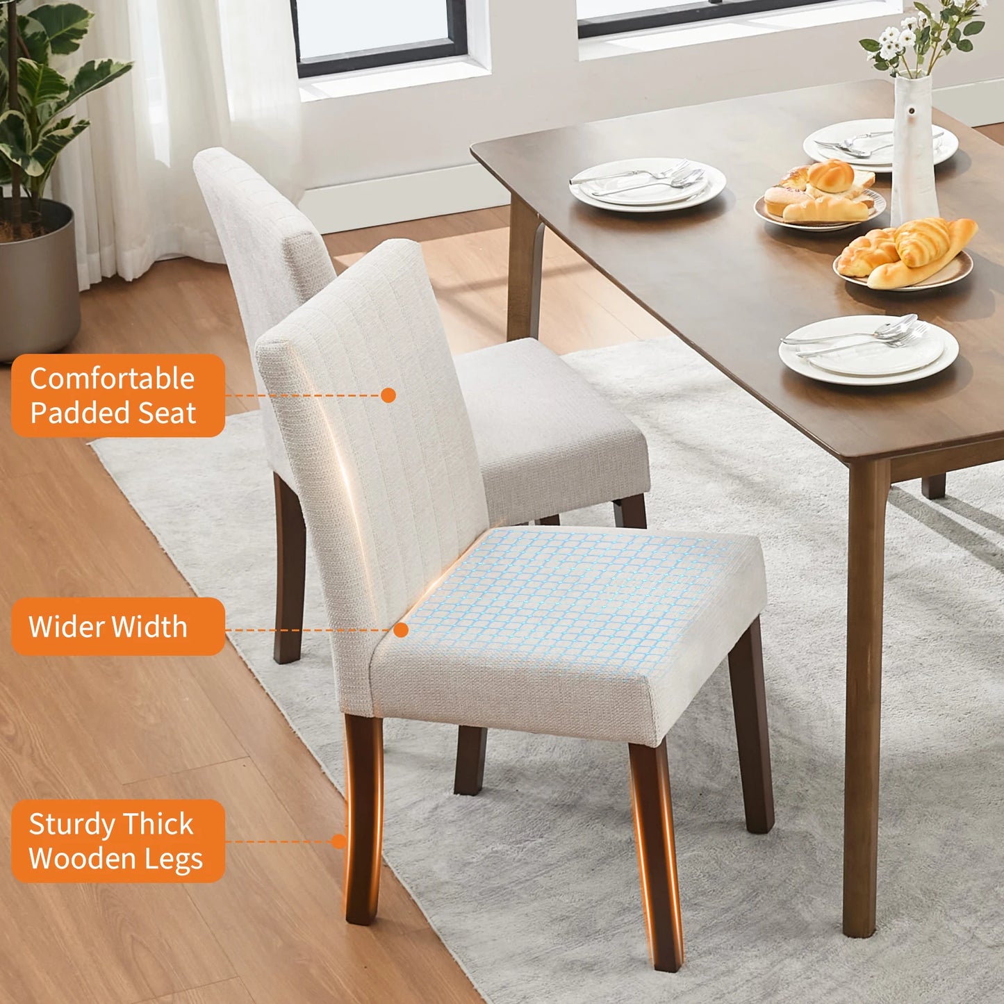 HiMISS Upholstered Dining Chairs Set of 2 Modern Parsons Design