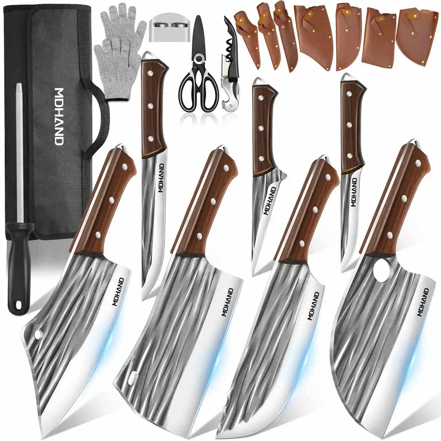 MDHAND Ultra Sharp 14pc Kitchen Knife Set With Cleaver