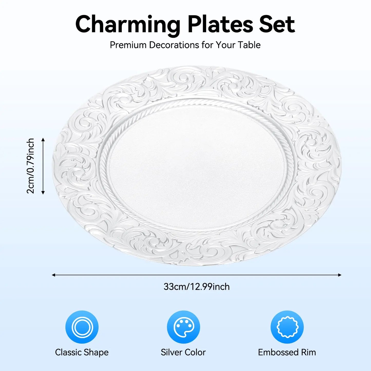 Bymaocar Charger Plates Bulk Set 100 Pieces Serving Tables